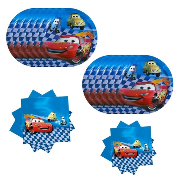 40pcs Cars Party Supplies Include 20 Plates, 20 Napkins for the Cars Birthday Party Decoration