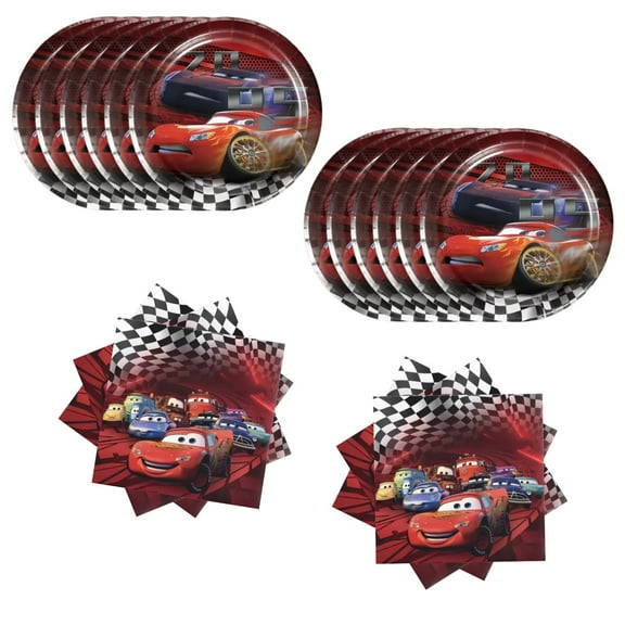 40pcs Cars Party Supplies Include 20 Plates, 20 Napkins for the Cars Birthday Party Decoration