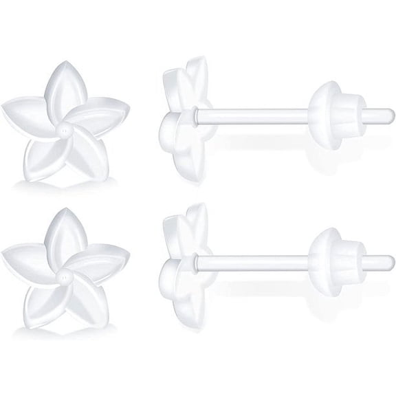 40pcs Clear Earrings for Sports,Plastic Earrings For Sensitive Ears Clear Earrings, Medical Grade Plastic Earrings for Surgery Plastic Post Invisible Earrings Hyperallergic Clear Stud Earrings