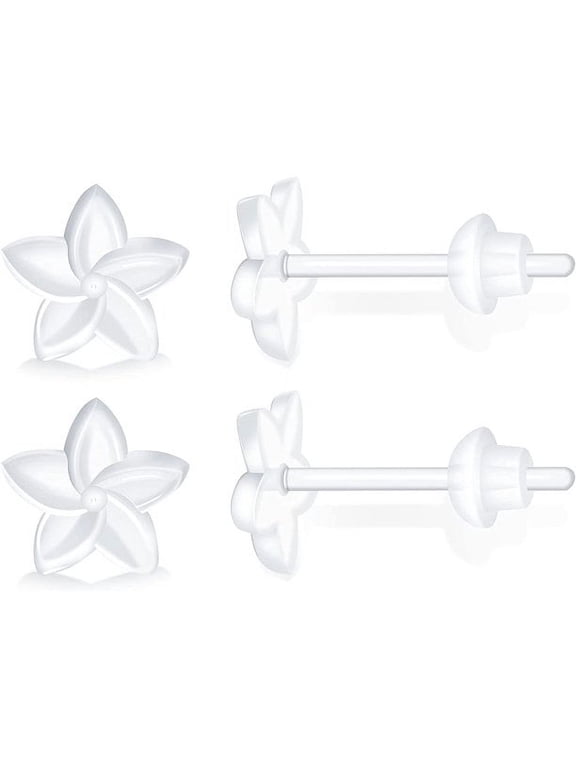 40pcs Clear Earrings for Sports,Plastic Earrings For Sensitive Ears Clear Earrings, Medical Grade Plastic Earrings for Surgery Plastic Post Invisible Earrings Hyperallergic Clear Stud Earrings