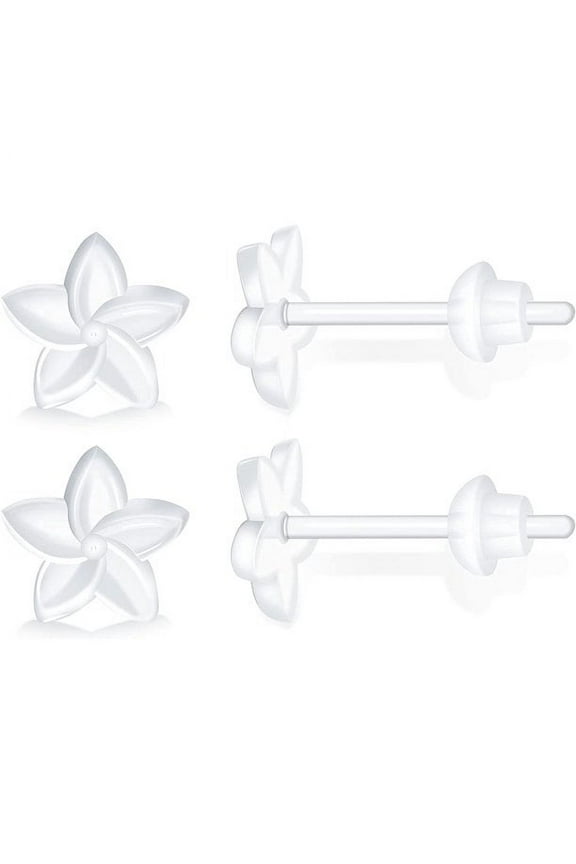 40pcs Clear Earrings for Sports,Plastic Earrings For Sensitive Ears Clear Earrings, Medical Grade Plastic Earrings for Surgery Plastic Post Invisible Earrings Hyperallergic Clear Stud Earrings