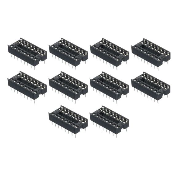 40pcs DIP IC Chip Socket Adapter Flat Pin 16P 2.54mm Pitch IC Socket for PCB Board Chip, 7.5mm