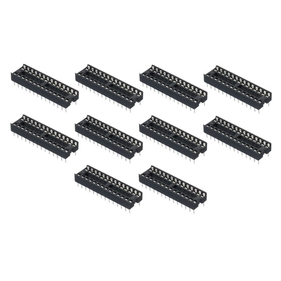 40pcs DIP IC Chip Socket Adapter Flat Pin 28P 2.54mm Pitch IC Socket for PCB Board Chip, 7.5mm