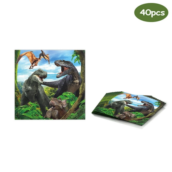 40pcs Dinosaur Napkins for Baby Shower Jurassic Theme Birthday Dinosaur Party Favors