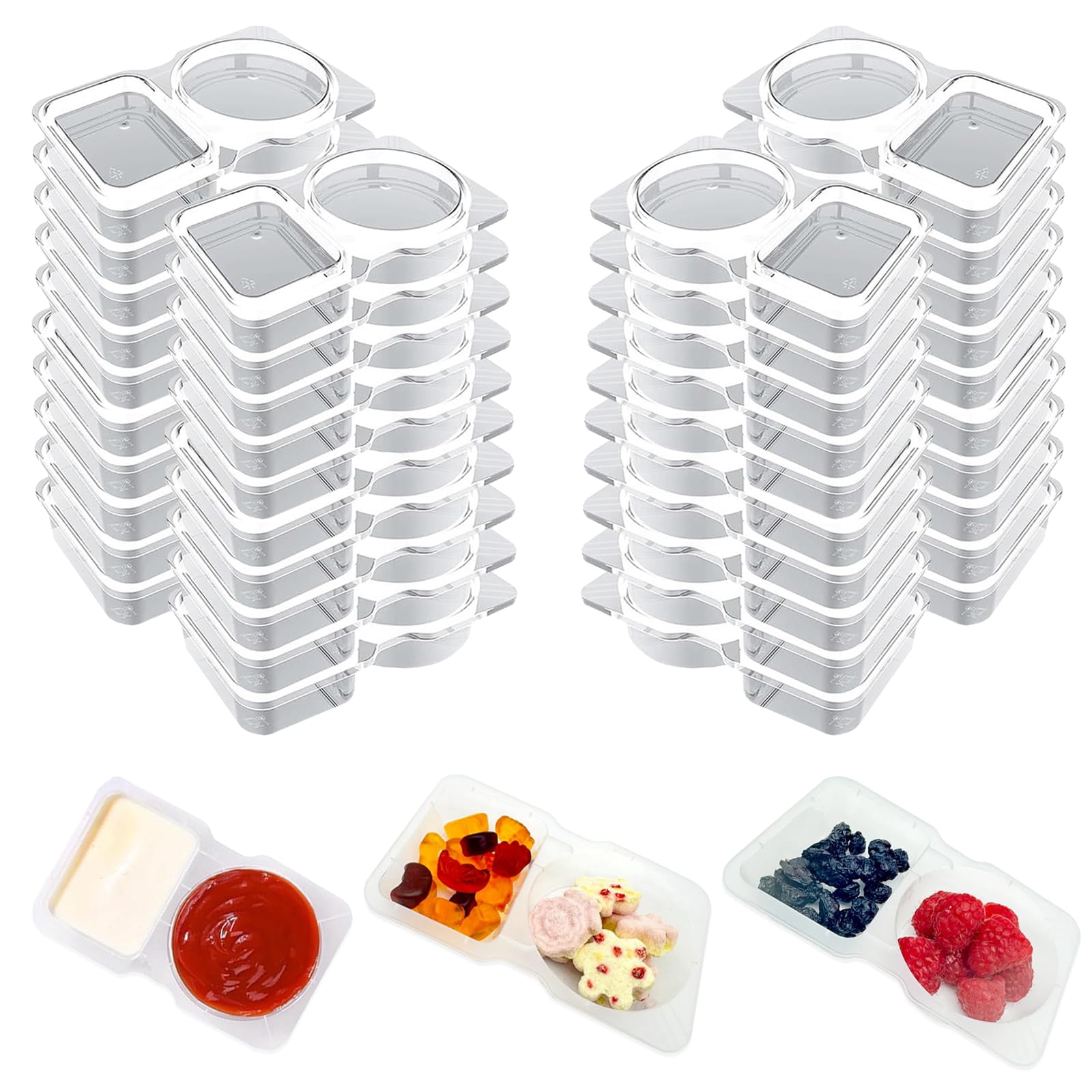 40pcs Double Compartment Condiment Container With Lids, 5oz Small ...