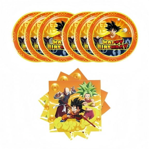 40pcs Dragon-Ball Party Supplies Include 20 Plates, 20 Napkins for the Dragon-Ball Birthday Party Decoration