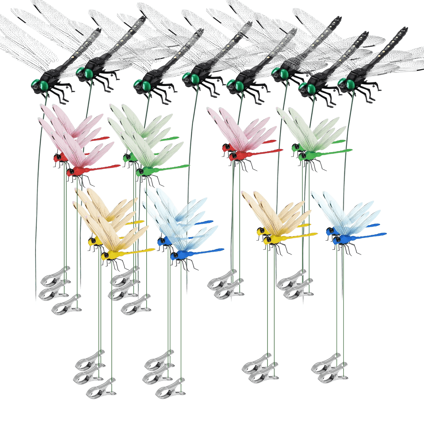 40pcs Dragon Fly Clips for Bugs Repellent 3D Dragonfly Clip Realistic Dragonfly Clips to Keep Bugs Away for Garden Patio Decoration