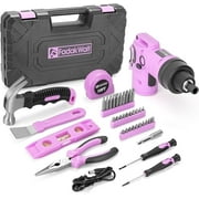 FADAKWALT 40pcs  pink Tool Kit with 3.6V USB Electric Screwdriver and Drill Set. Complete Women Tool Set