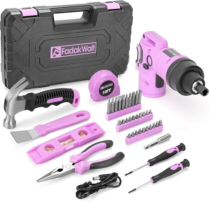 40pcs 3.6V Electric Screwdriver Set, USB Rechargeable Cordless Drill Kit with Toolbox for Home Use