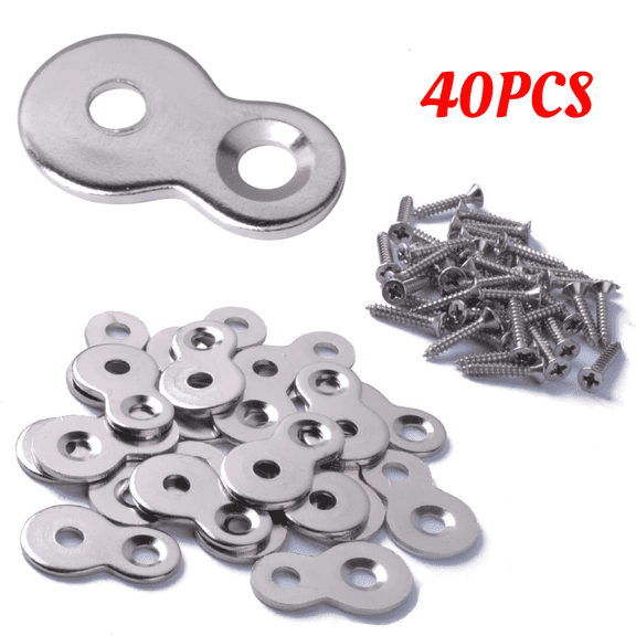 40pcs Figure 8 Table Top Fasteners with Screws, Heavy Duty 12 Gauge Steel Table Top Connectors Desk Top Fasteners Clip, Wall Mount, Corner Mount