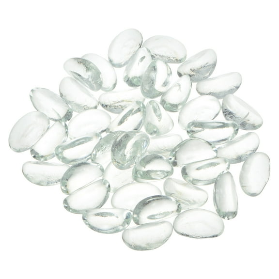 40pcs Fire Glass Beads for Fire Pit 3/4" Luster Crystal Marbles Glass Drops for Fish Tank Clear
