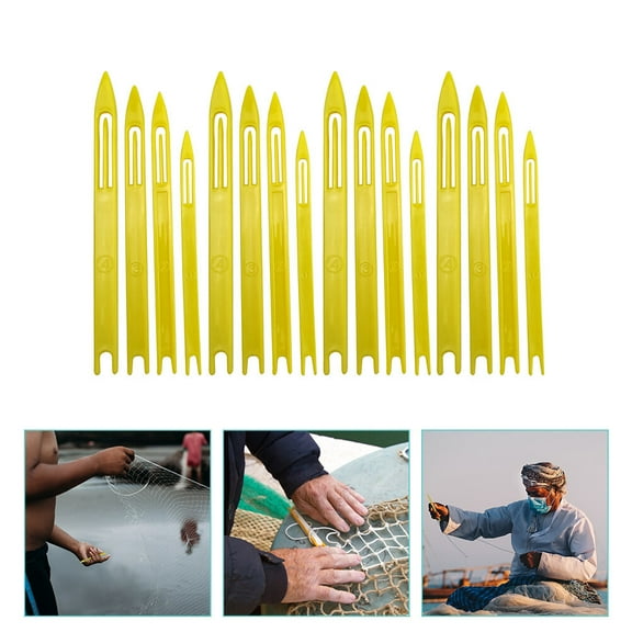 SEWCHICS Net Mending Shuttles Durable Plastic Yellow for Fishing 40Pcs