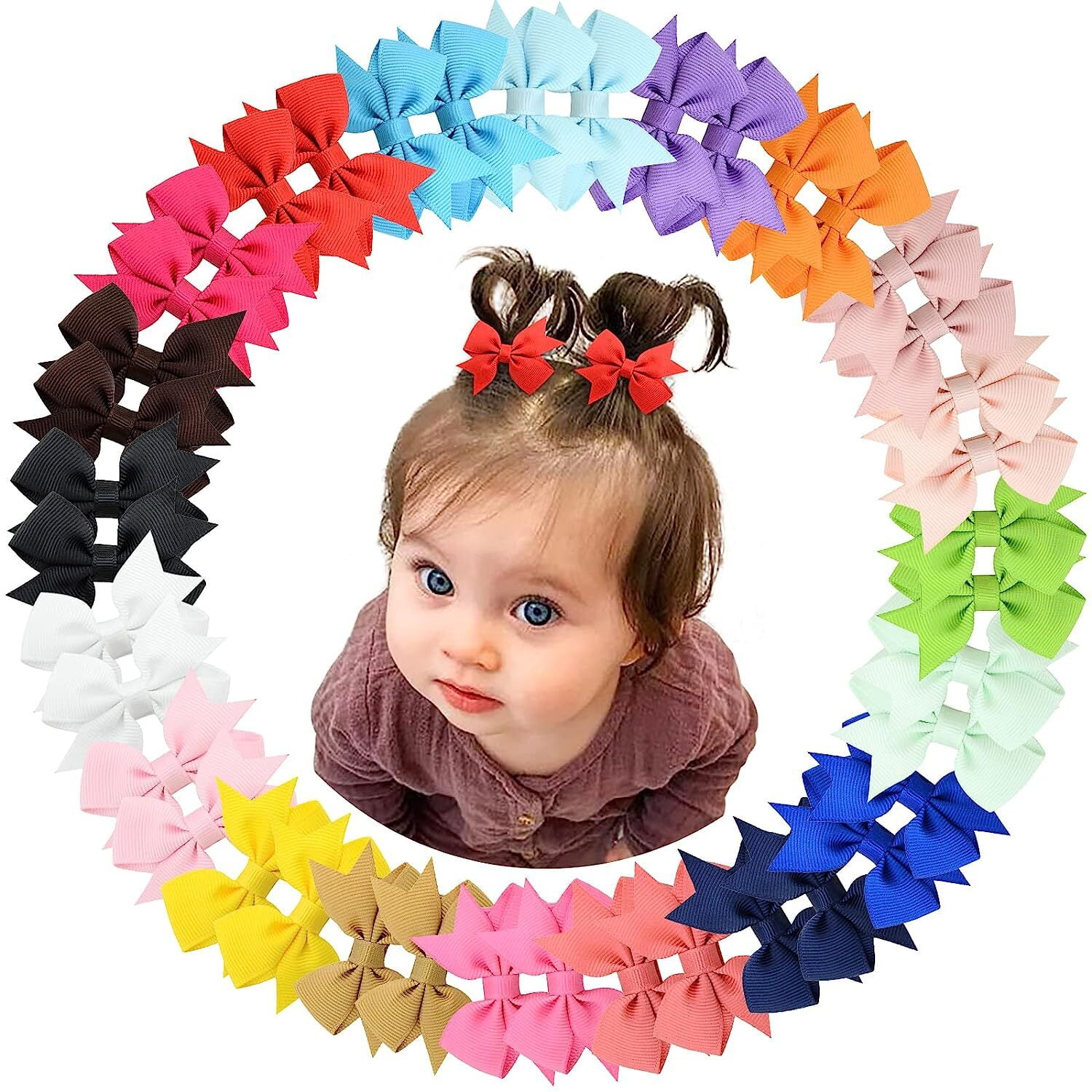 RUseeN 40 Pieces Baby Girls Hair Bows Clips Hair Barrettes Accessory with Alligator Clips for Toddlers Baby Girls Kids Teens