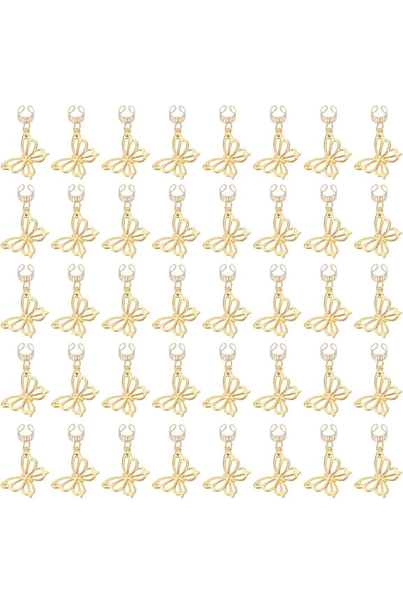 40pcs Hair Jewelry for Braids Butterfly Braid Hair Clips Alloy Butterfly Hair Pendants Golden Dreadlock Hair Accessories Hair Rings Jewelry Charms for Women Hair Styling Braiding