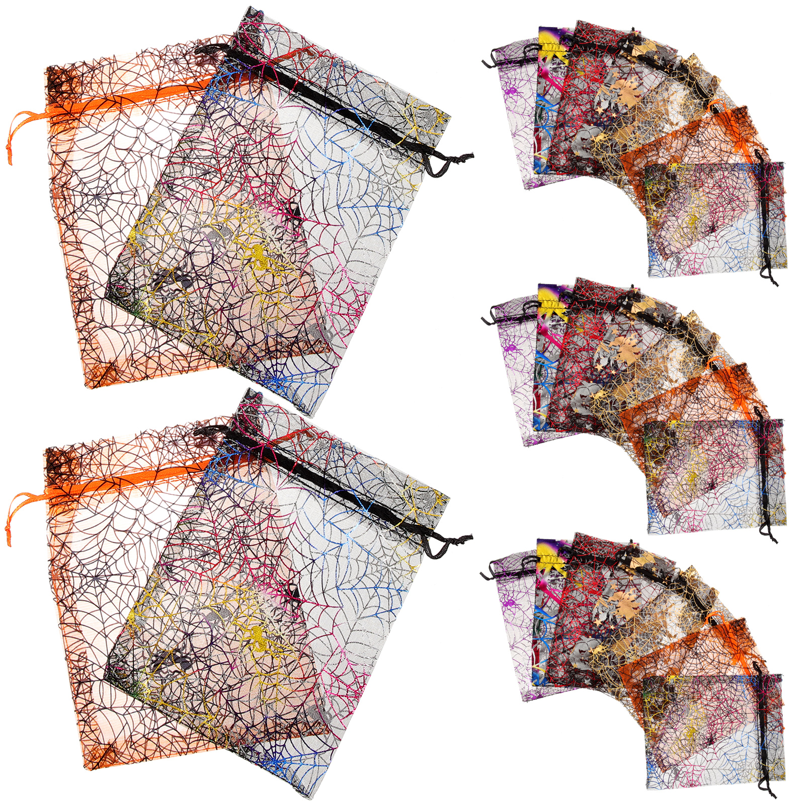 40pcs Halloween Organza Reusable Mesh Jewelry Bags Drawstring Favor
