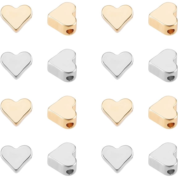40pcs Heart Beads Spacer Love Heart Spacers Gold Platinum Brass Metal Loose Beads