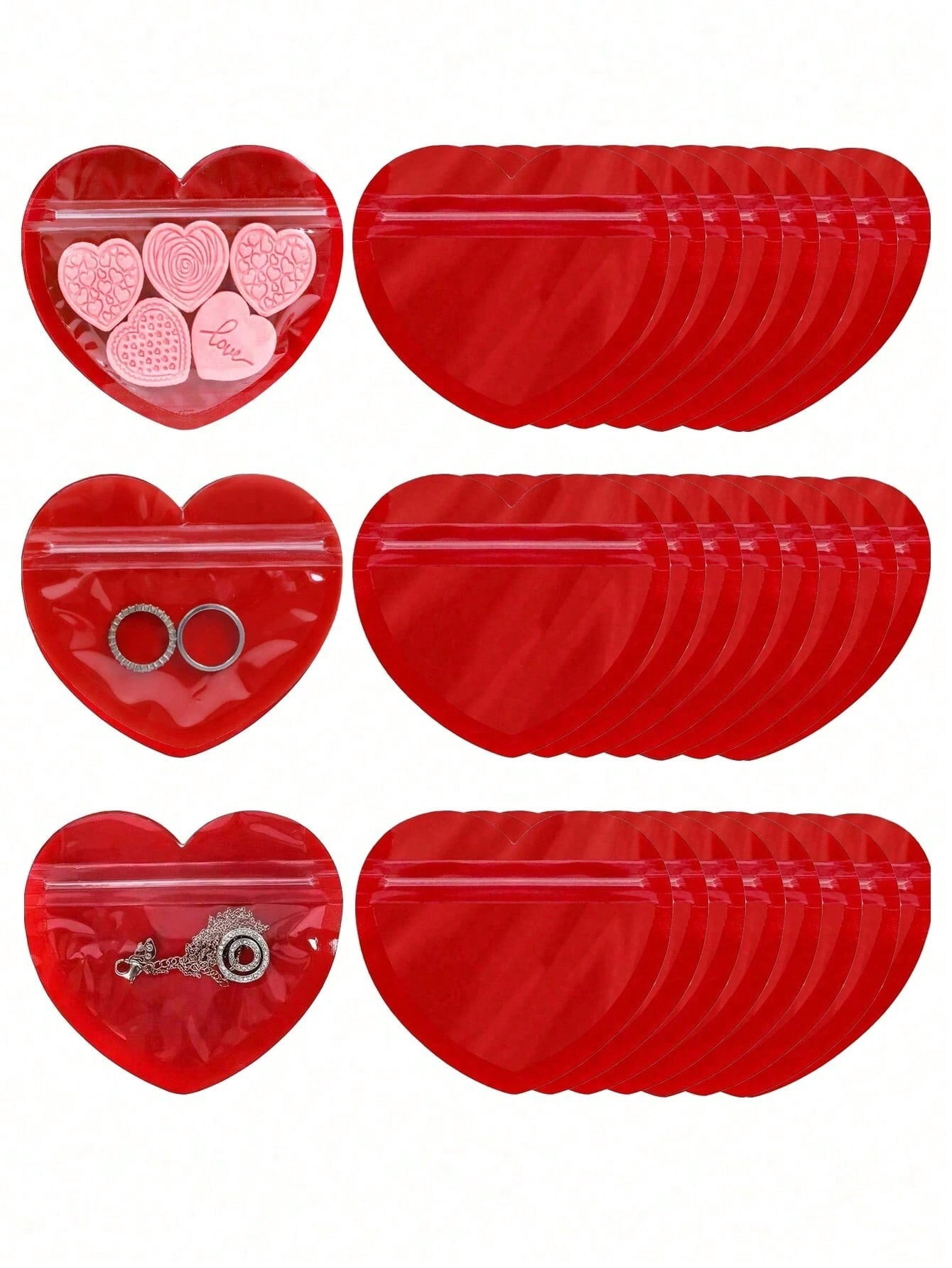 40pcs Heart Shaped Packaging Bags Valentine s Day Small Jewelry Bags ...