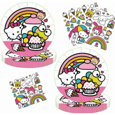 40pcs Hello Kitty Party Supplies Include 20 Plates, 20 Napkins for the Hello Kitty Birthday Party Decoration