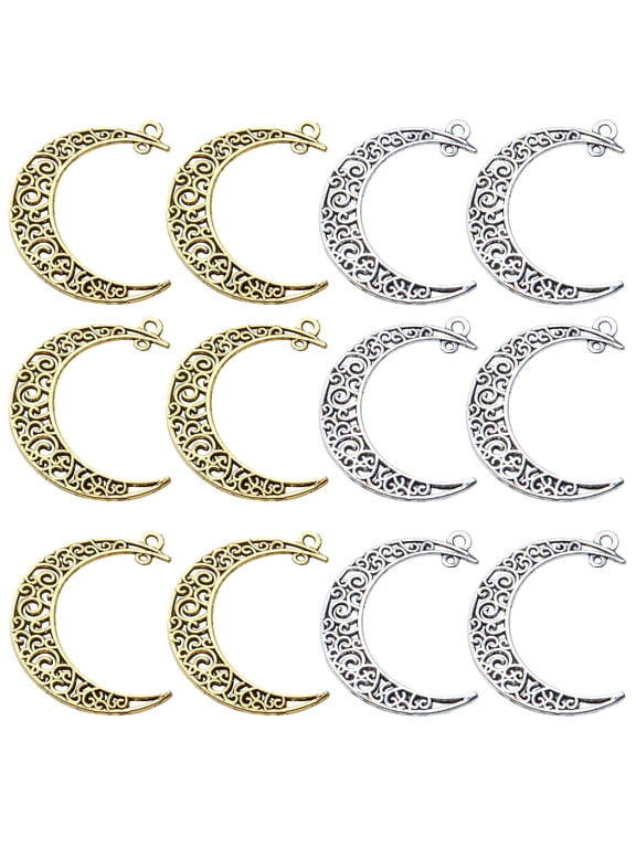 40pcs Hollow Moon Charms Crescent Moon Pendants Celestial Charms for DIY Bracelet Necklace Jewelry Making Accessory