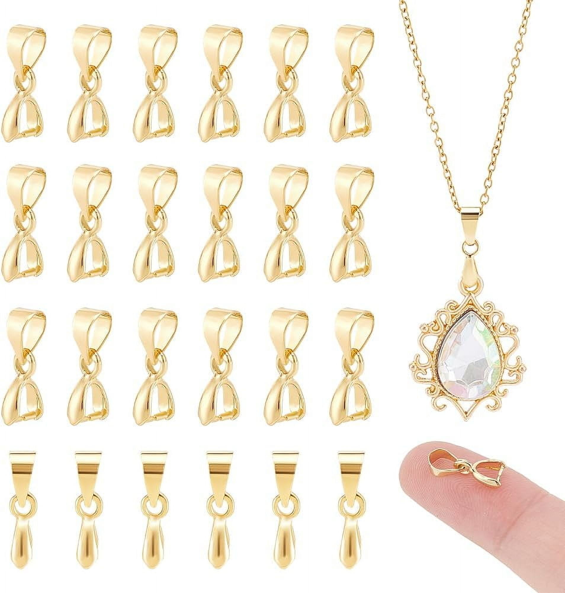 40pcs Ice Pick Pinch Bails Real 18K Gold Plated Pendant Pinch Bails ...