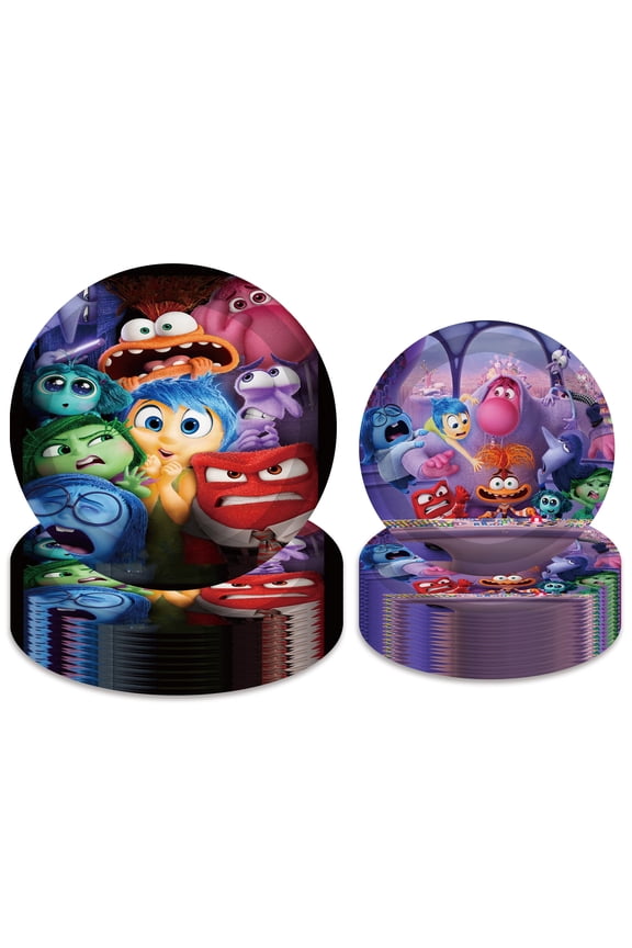 40pcs Inside Party Plates 20pcs 9 Plate 20pcs 7 plates Inside Tableware Set Movie Birthday Party Disposal Plates for Cartoon Movie Theme Birthday Baby Shower Party Supplies