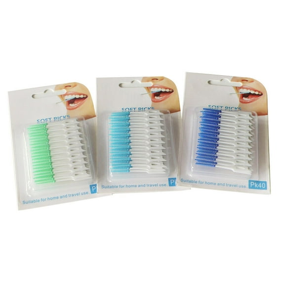 40pcs Interdental Between Teeth Floss Brush Elastic Massage Gum Toothpick Oral Hygiene Care randomcolor