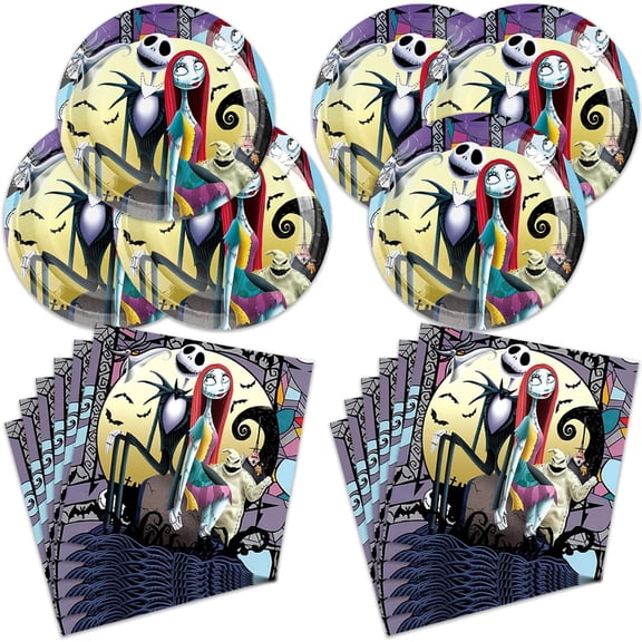 40pcs Jack Skellington Party Supplies Include 20 Plates, 20 Napkins for the Jack Skellington Birthday Party Decoration