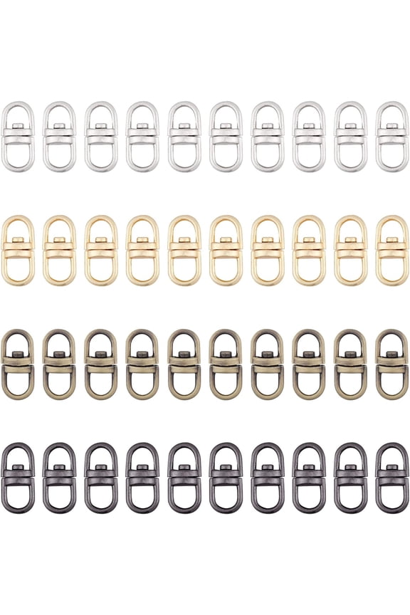 40pcs Key Chain Swivel Connectors Clasp 4 Colors Double Ended Metal Swivel Eye Hooks Swivel Lanyards Key Ring Connectors for DIY