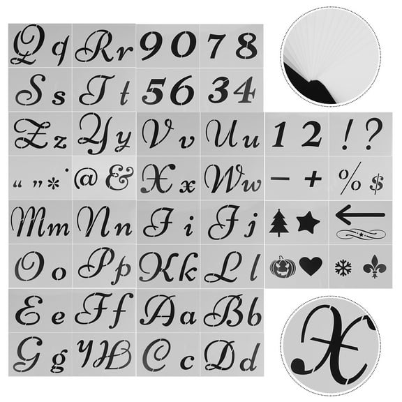 40pcs Letter Stencils for Painting Alphabet Stencils Template Craft Stencils with Numbers and Signs for Wood Wall Fabric Chalkboard Signage White