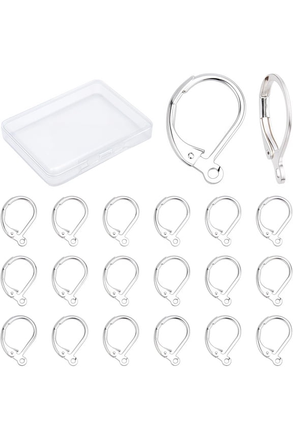 40pcs Leverback Earrings Hooks Toggle Earring Clasps Lever Back Earring Hooks Earring Hardware Replacements Jewelry Findings for Making Jewelry Earring Making Supplies for DIY Silver