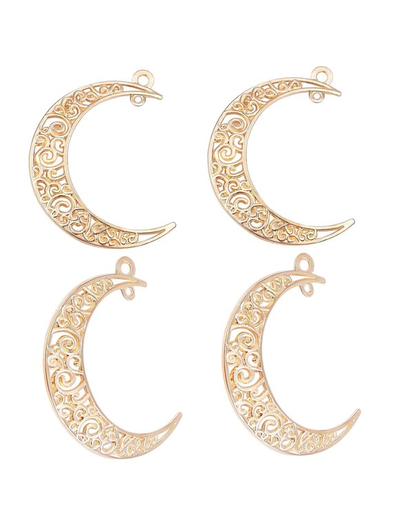 40pcs Light Golden,Hollow Moon Charms Alloy Crescent Pendants Celestial Dangle Charms for DIY Bracelet Necklace Jewelry Making, 40x28mm