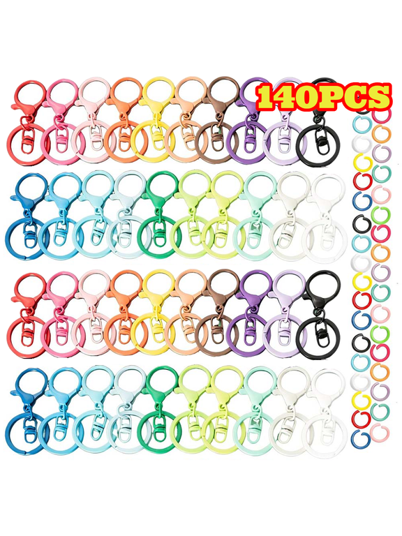 40pcs Lobster Claw Clasps Keychain for Jewelry Making, Metal Lobster Clasp with Swivel Hook Flat Split Keychain Ring with 100 Open Jump Rings for DIY Crafts