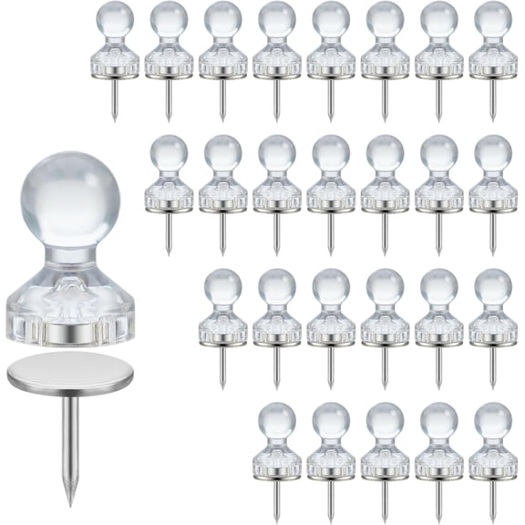 40pcs Magnetic Push Pins, Clear Thumb Tacks, Damage-Free, Pins for Cork Coard, Fridge Whiteboards Calendars