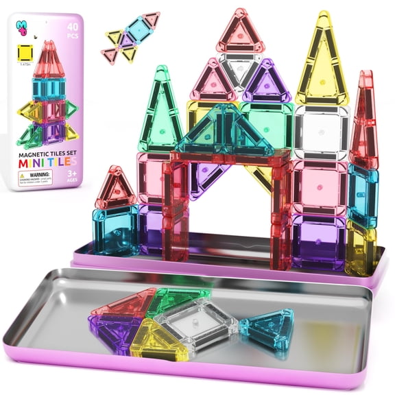 40pcs Magnetic Tiles Mini Travel Building Block Set Color3