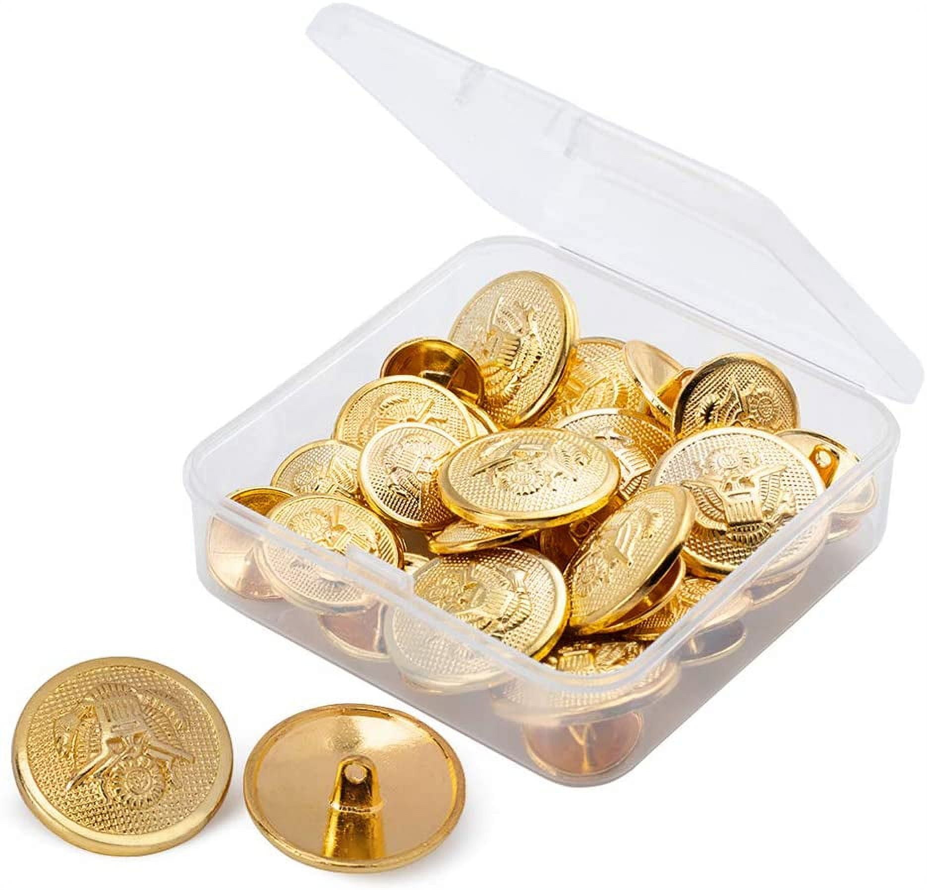 10 Count Buttons - Brass Metallic Gold Shank Dutch Costume Coat Buttons  M211.41