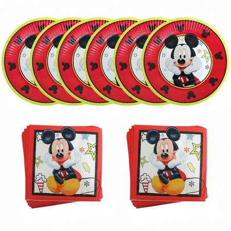40pcs Mickey Party Supplies Include 20 Plates, 20 Napkins for the Mickey Birthday Party Decoration
