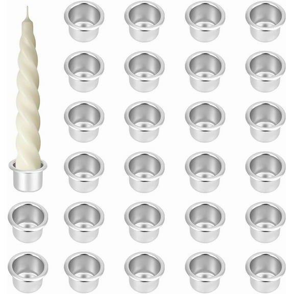 40pcs Mini Candle Cup Metal Candle Inserts Candlestick Holder Cups Drip Protectors Empty Case Candles Containers for DIY Candles Making Wax Dripping Party Ramadan Christmas Decor 0.7 Inch