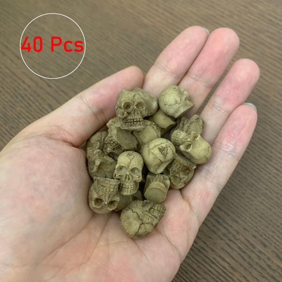 40pcs Mini Skull Resin Ornament Plant Terrarium Reptile Cave Fish Tank Decor Set