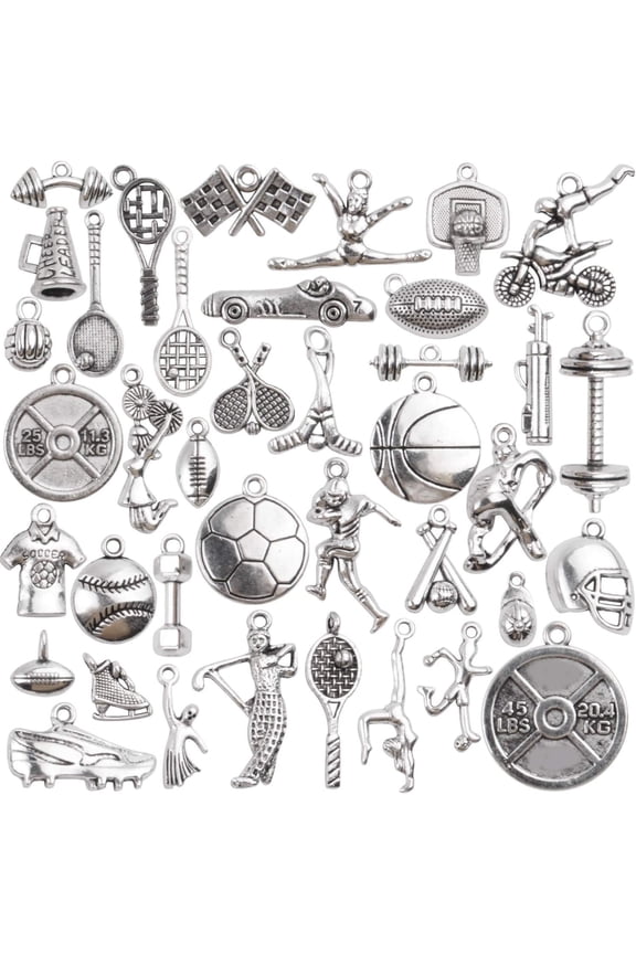40pcs Mixed Alloy Sport Theme Baseball Football Bat Glove Craft Charms Pendants Jewelry Findings for DIY Necklace Earrings Bracelet