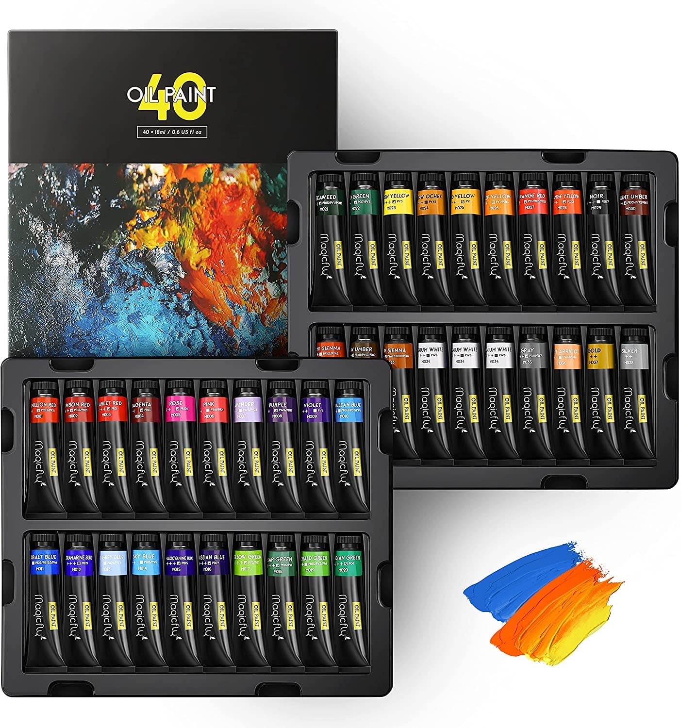 40pcs Oil Paint Set (18ml/0.6oz) with Storage Box for Artists, Students, Beginners Christmas Gifts