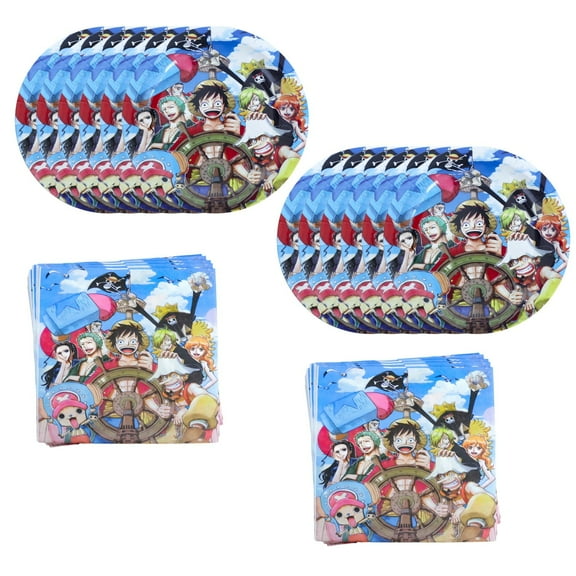 40pcs One Piece Party Supplies Include 20 Plates, 20 Napkins for the One Piece Birthday Party Decoration