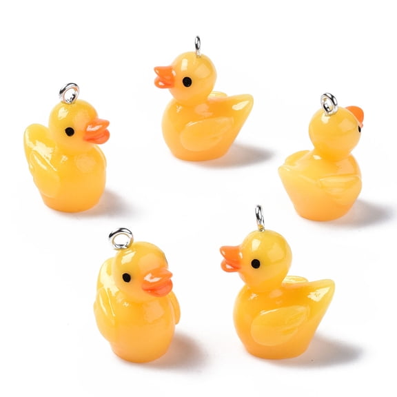 40pcs Opaque Resin Pendants with Tone Iron Loop 3D Duck golden 22~23x16.5x13.5mm Hole: 2mm