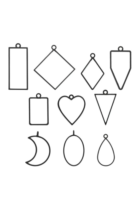 40pcs Open Bezels, Resin Bezels Pendants Mold Open Back Bezels Alloy for Resin Jewelry Making, Black