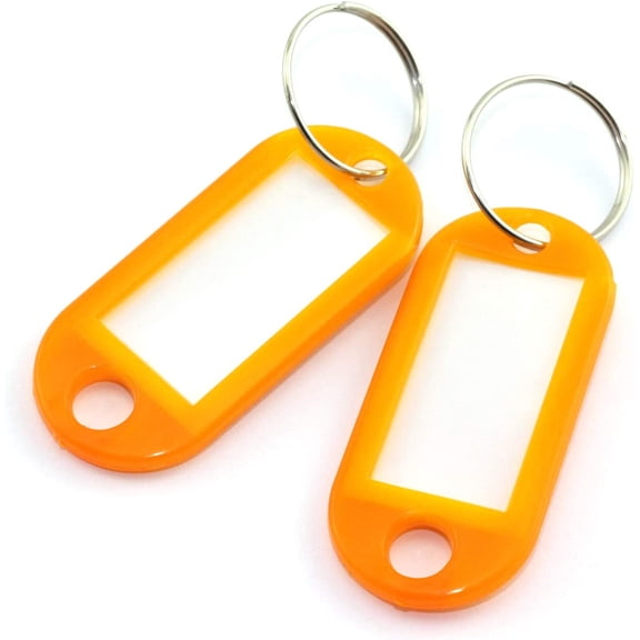 40pcs Orange Key Ring Label Tags Plastic Keys Holder and Identifier Name Number Address Information Label Card for Keys ID 5x2.2cm