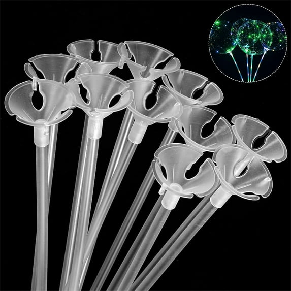 40pcs Plastic Balloon Sticks,Balloon Stick with Cups,NOGIS Ballon Sticks for Birthday Parties, Easter, Any Holiday, Wedding, Anniversary Decoration, Transparent Colors