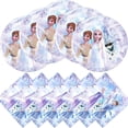 thumbnail image 1 of 40pcs Purple Frozen birthday party supplies, including 20 plates and 20 napkins for purple Frozen theme birthday party decorations, 1 of 5