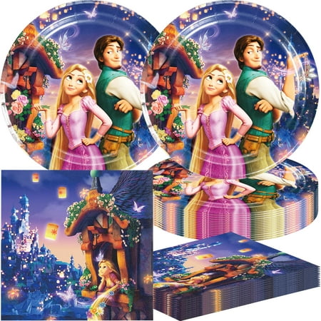 40pcs Rapunzel Birthday PriNst Party Supplies Pack Includes，for Rapunzel party supplies