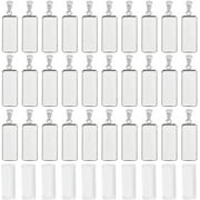 NOBRAND 40pcs Rectangle Tray Charm 25x10mm Blank Base Settings with Glass Cabochons Stainless Steel Edge Bezel Blanks Tray