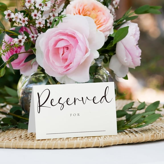 40pcs Reserved Table Signs with Name Line 4x6in Reserved Seating Sign Double Sided White Table Tent Reservation Card for Wedding Celebration Party Engagement Anniversary Rehearsal Dinner Restaurant