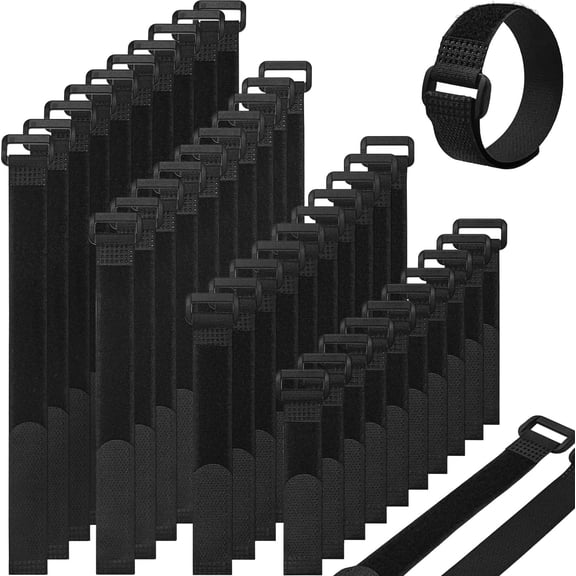 40pcs Reusable Cable Ties - 4 Sizes (6/8/10/12 Inch) Hook and Loop Cinch Straps for Wire Management Heavy Duty Cord Organizer & Electronics, PC, Home Office